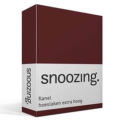 Foto van Snoozing - flanel - hoeslaken - extra hoog - 80/90 x200 - aubergine