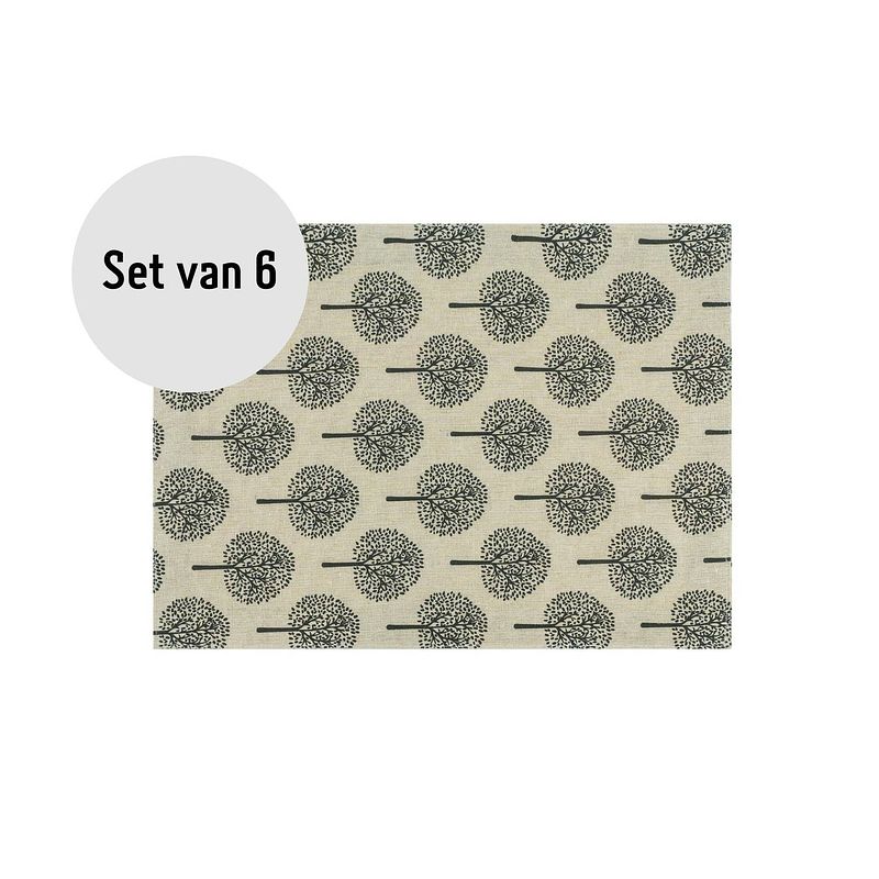 Foto van Krumble placemat met boom patroon - 30 x 40 cm - katoen - beige - set van 6