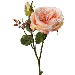 Foto van Top art kunstbloem roos little joy - roze - 38 cm - kunststof steel - decoratie bloemen - kunstbloemen
