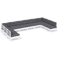 Foto van Vidaxl 10-delige loungeset met kussens massief grenenhout wit