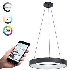 Foto van Eglo connect.z marghera-z smart hanglamp - ø 60 cm - zwart/wit