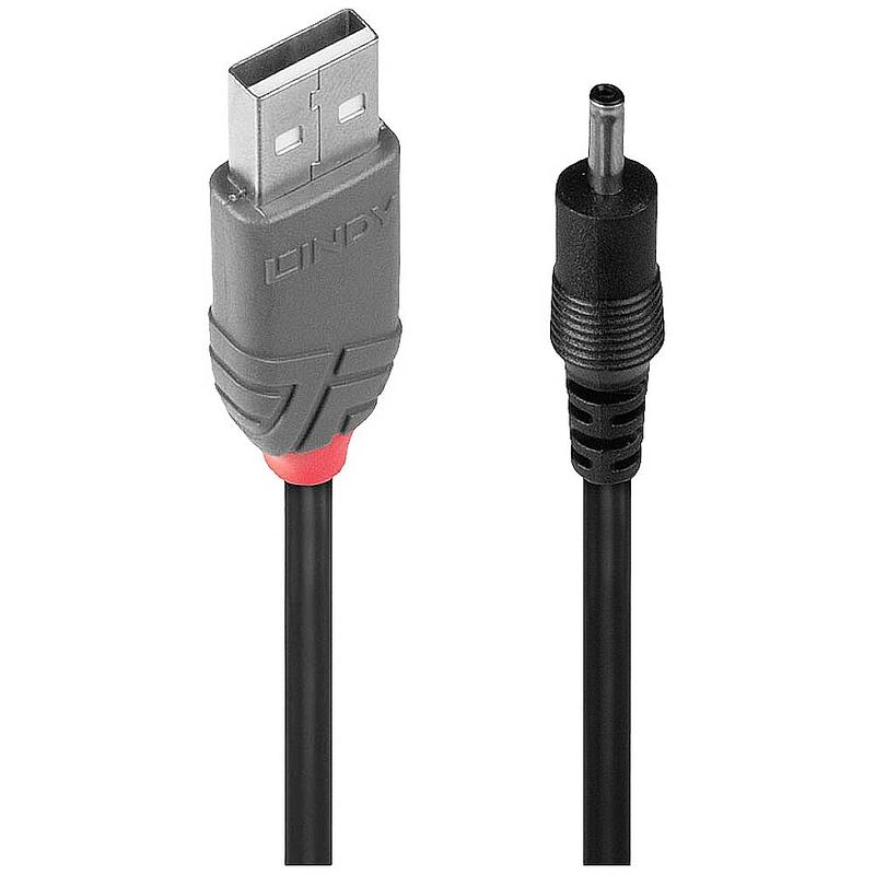 Foto van Lindy usb-kabel usb 2.0 usb-a stekker, dc-stekker 3,5 mm 1.5 m zwart 70266