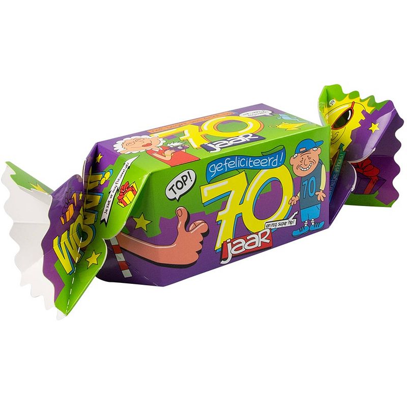 Foto van Paper dreams cadeauverpakking 70 jaar 20 cm karton paars/groen