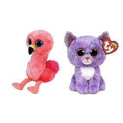 Foto van Ty - knuffel - beanie boo's - gilda flamingo & cassidy cat