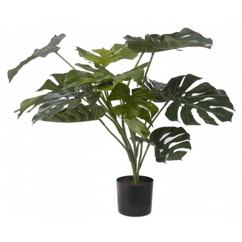 Foto van Groene monstera kunstplant 85 cm voor binnen - kunstplanten/nepplanten