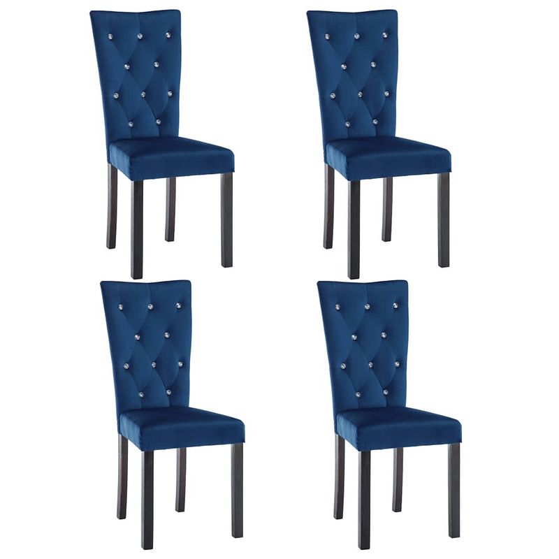 Foto van The living store eetkamerstoelen - fluweel - 43 x 51 x 98 cm - donkerblauw