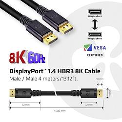 Foto van Club3d displayport aansluitkabel displayport stekker, displayport stekker 4.00 m zwart cac-1069b displayport-kabel