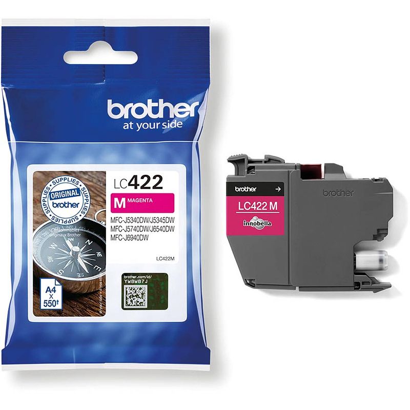 Foto van Brother inktcartridge, 550 pagina'ss, oem lc-422m, magenta 5 stuks