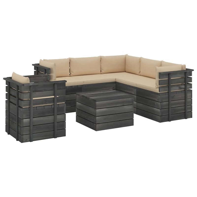 Foto van Vidaxl 7-delige loungeset met kussens pallet massief grenenhout