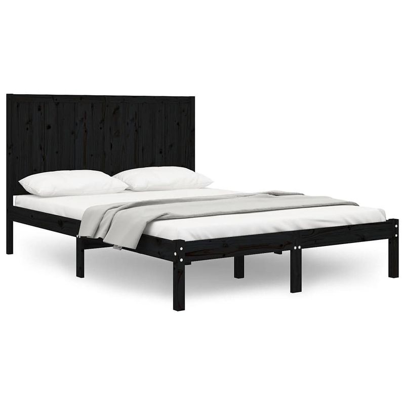 Foto van Vidaxl bedframe massief grenenhout zwart 140x190 cm