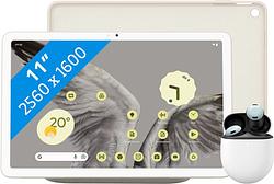 Foto van Google pixel tablet 128gb wifi crème + pixel tablet back cover crème + pixel buds pro