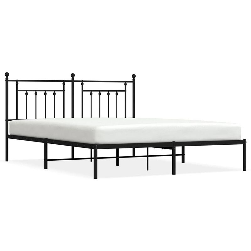 Foto van The living store bedframe met hoofdbord metaal zwart 183x213 cm - bed