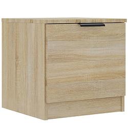 Foto van The living store nachtkastje sonoma eiken - bewerkt hout - 40x39x40 cm - multifunctioneel