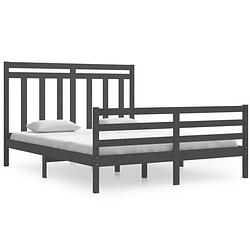 Foto van The living store houten bedframe - grijs - 160 x 200 cm - massief grenenhout - multiplex lattenbodem