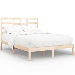 Foto van The living store houten bedframe - 195.5 x 141 x 104 cm - massief grenenhout - inclusief hoofdeind