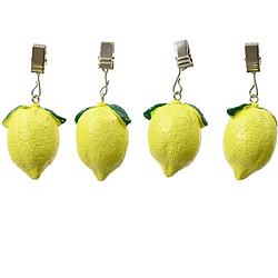 Foto van Decoris tafelkleedgewichten - 4x - citroen - ijzer - geel - tafelkleedgewichten