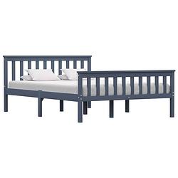 Foto van Vidaxl bedframe massief grenenhout grijs 140x200 cm