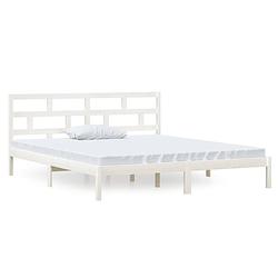 Foto van The living store bedframe - houten bedframe - 195.5 x 141 x 100 cm - wit