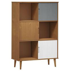 Foto van The living store molde boekenkast - 90x35x133.5 cm - massief grenenhout - uv-vernis