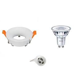 Foto van Led spot set - gu10 fitting - inbouw rond - mat wit - ø85mm - philips - corepro 830 36d - 5w - warm wit 3000k - dimbaar