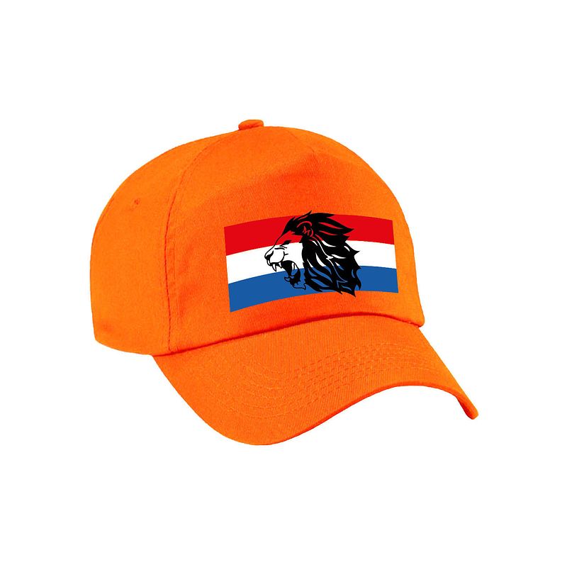 Foto van Oranje fan pet / cap met nederlandse vlag en leeuw - ek / wk - voor volwassenen - verkleedhoofddeksels