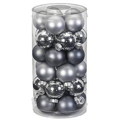 Foto van 30x stuks kleine glazen kerstballen grijs 4 cm - kerstbal