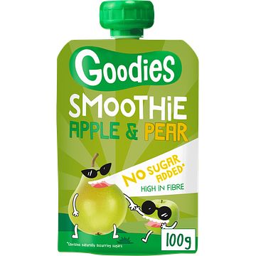 Foto van Goodies knijpfruit smoothie appel & peer 100g aanbieding bij jumbo | 2 + 1 gratis