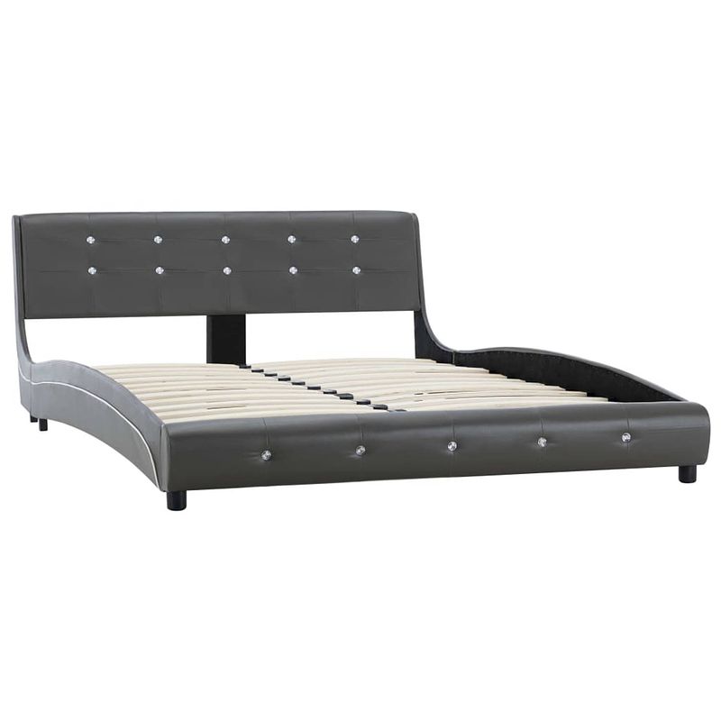 Foto van The living store bedframe klassiek grijs - 223 x 145 x 69.5 cm - geschikt voor matras 140 x 200 cm