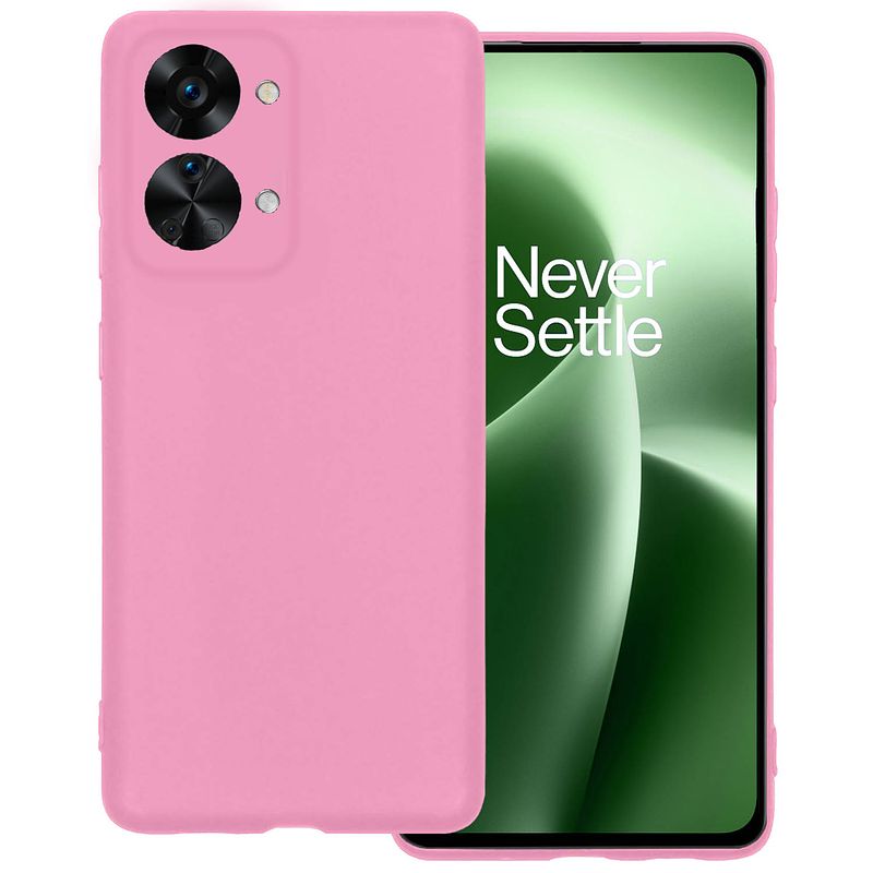 Foto van Basey oneplus nord 2t hoesje siliconen back cover case - oneplus nord 2t hoes silicone case hoesje - licht roze