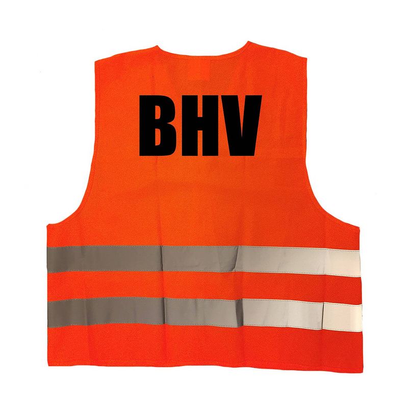 Foto van Bhv vestje / hesje oranje met reflecterende strepen voor volwassenen - veiligheidshesje