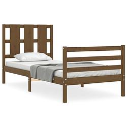 Foto van The living store bedframe met hoofdbord massief hout honingbruin 100x200 cm - bed