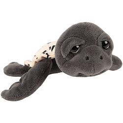 Foto van Suki gifts pluche zeeschildpad jules knuffeldier - cute eyes - donkergrijs - 14 cm - knuffel zeedieren