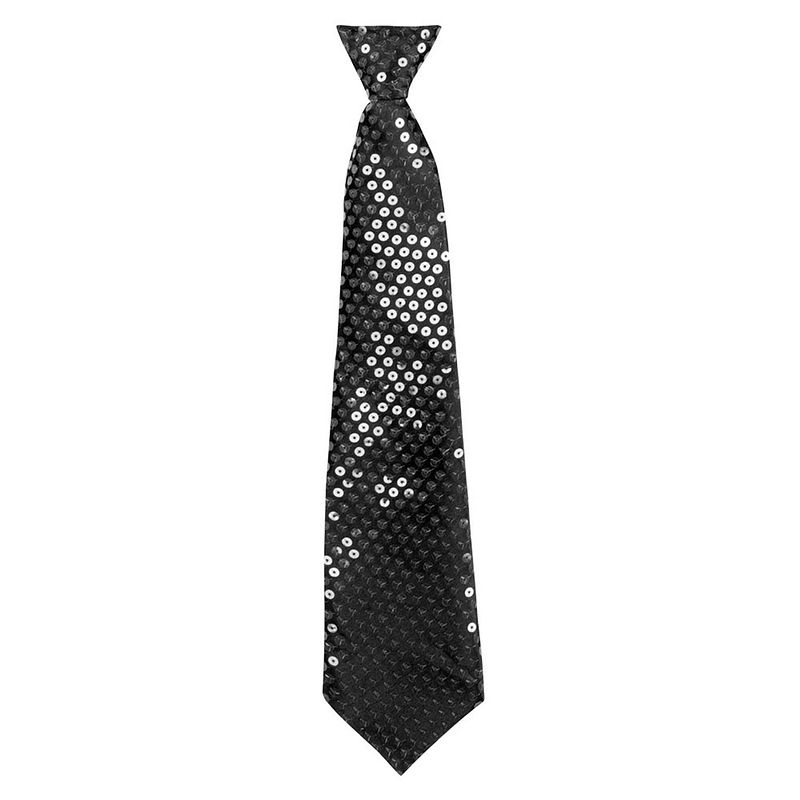Foto van Verkleed stropdas met pailletten zwart 40 cm - verkleedstropdassen