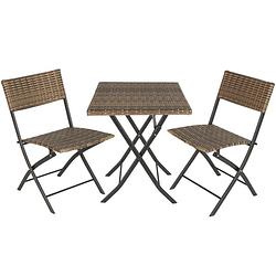 Foto van Tectake - tuinset balkonset - wicker set trevi - 2 stoelen en een tafel - natuur - 403715