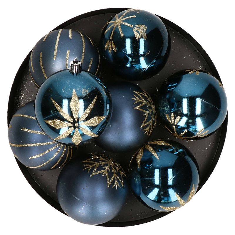 Foto van Feeric lights and christmas kerstballen 8x - 8 cm - kunststof -blauw - kerstbal