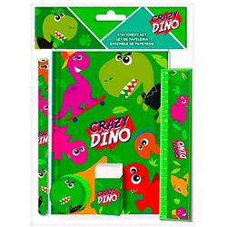 Foto van Kids licensing schrijfset crazy dino 25 x 19 cm groen 5-delig