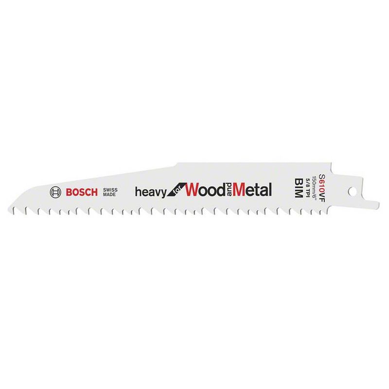 Foto van Bosch accessories 2608657608 reciprozaagblad s 610 vf, heavy for wood and metal, verpakking van 5 stuks zaagbladlengte 150 mm 5 stuk(s)