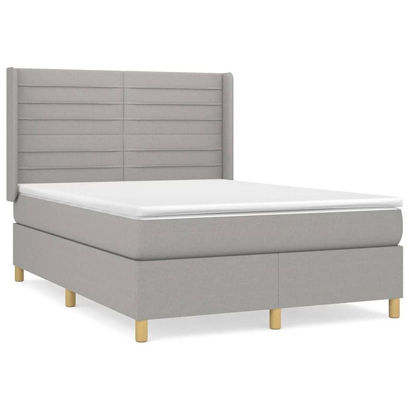 Foto van The living store boxspringbed - pocketvering - 140 x 190 cm - lichtgrijs