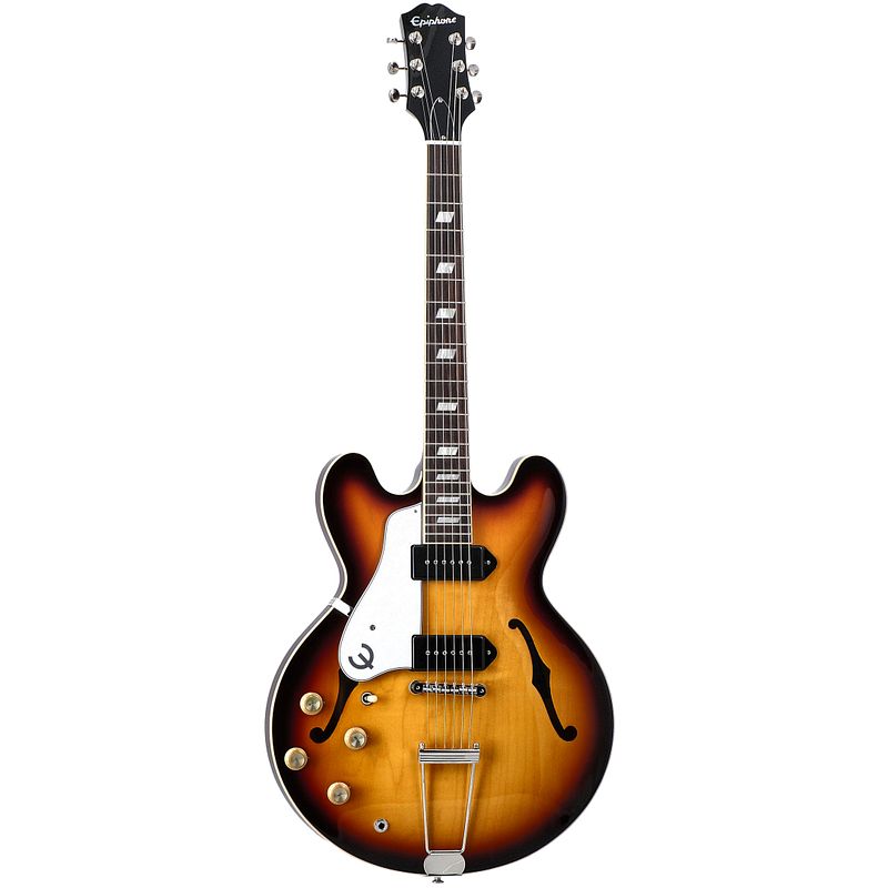 Foto van Epiphone usa collection casino lh vintage burst linkshandige semi-akoestische gitaar met hard case