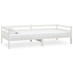 Foto van The living store bedbank massief grenenhout - wit - 204 x 98 x 57 cm - logeerbed en bank