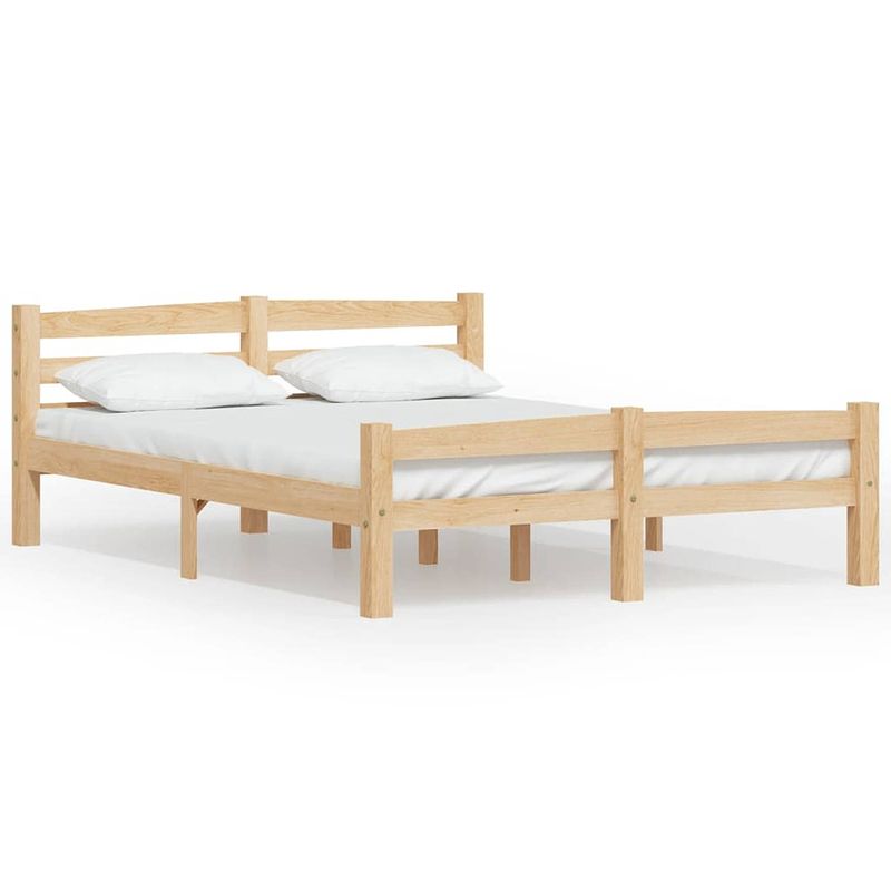 Foto van The living store bedframe - massief grenen - 206 x 126 x 66 cm - geen matras inbegrepen