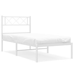 Foto van Vidaxl bedframe met hoofdbord metaal wit 107x203 cm