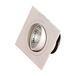 Foto van Led spot - inbouwspot - vierkant 5w - helder/koud wit 6400k - mat wit aluminium - kantelbaar 93mm