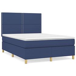 Foto van The living store boxspringbed bliss - blauw - 203 x 144 x 118/128 cm - pocketvering matras - middelharde ondersteuning