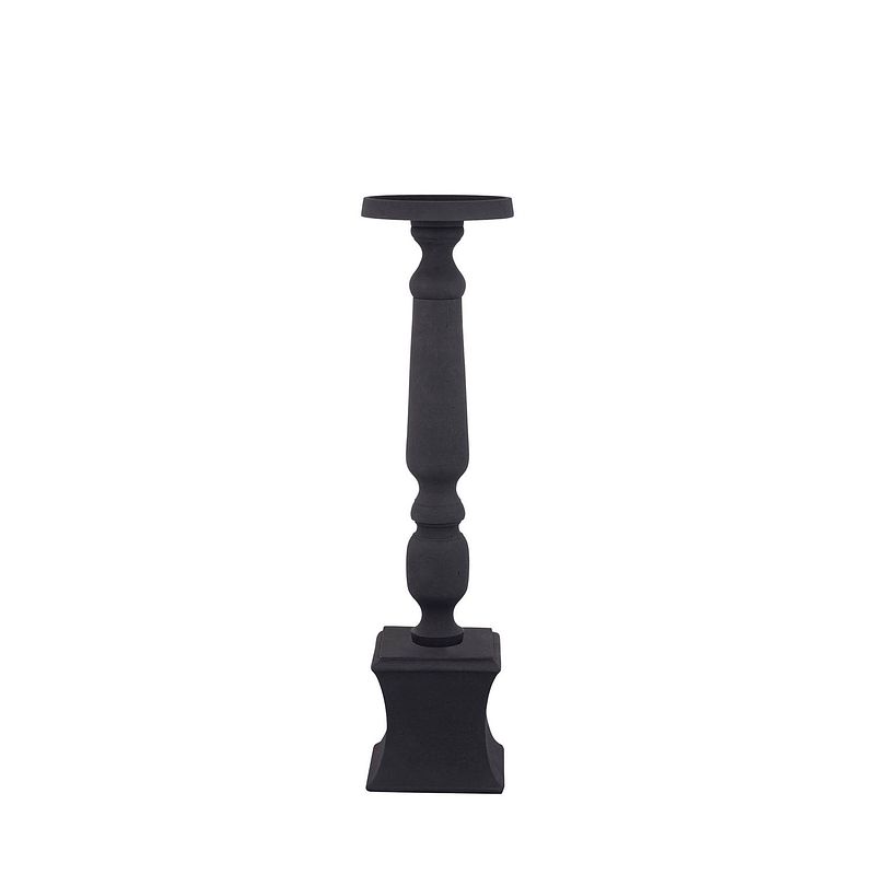 Foto van Ptmd statch black casted alu candleholder on base