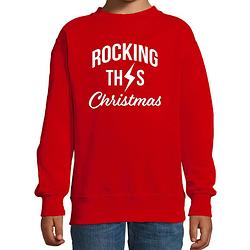 Foto van Rocking this christmas foute kerstsweater / kersttrui rood voor kinderen 14-15 jaar (170/176) - kerst truien