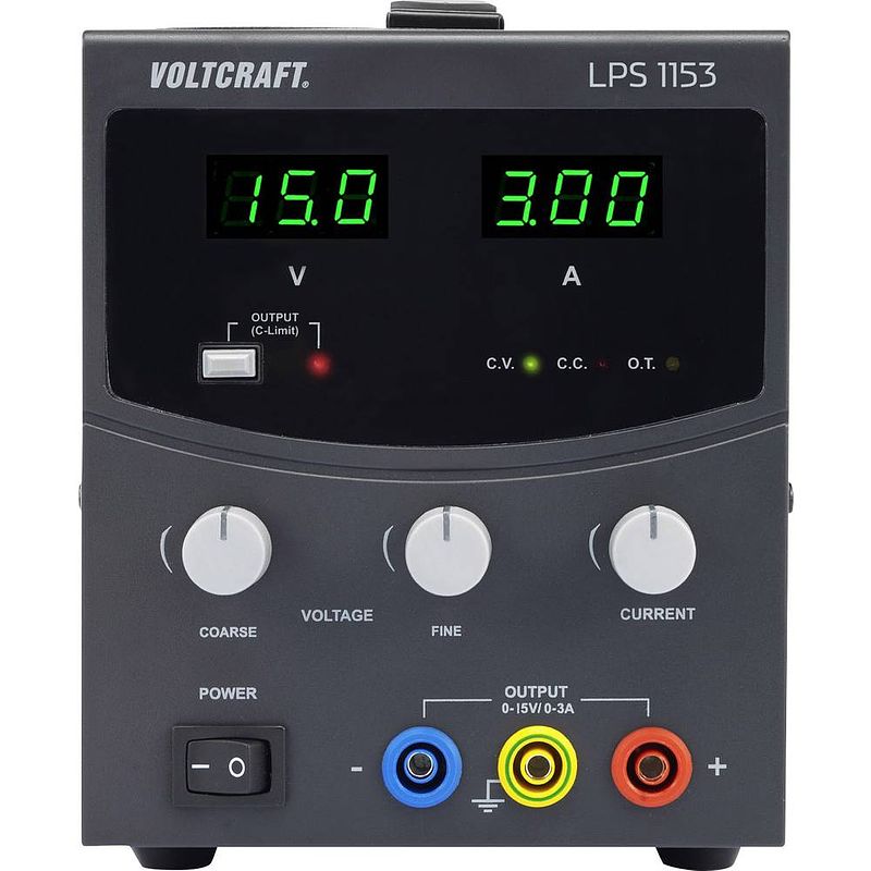 Foto van Voltcraft lps1153 labvoeding, regelbaar 0 - 15 v/dc 0 - 3 a 45 w aantal uitgangen 1 x