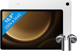 Foto van Samsung galaxy tab s9 fe 128gb wifi zilver + galaxy buds3 zwart