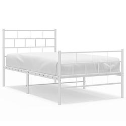 Foto van Vidaxl bedframe met hoofd- en voeteneinde metaal wit 90x200 cm