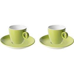 Foto van Maastricht porselein koffiekop en schotel bart colour cafe 17 cl 13.5 cm groen porselein 2 stuk(s)